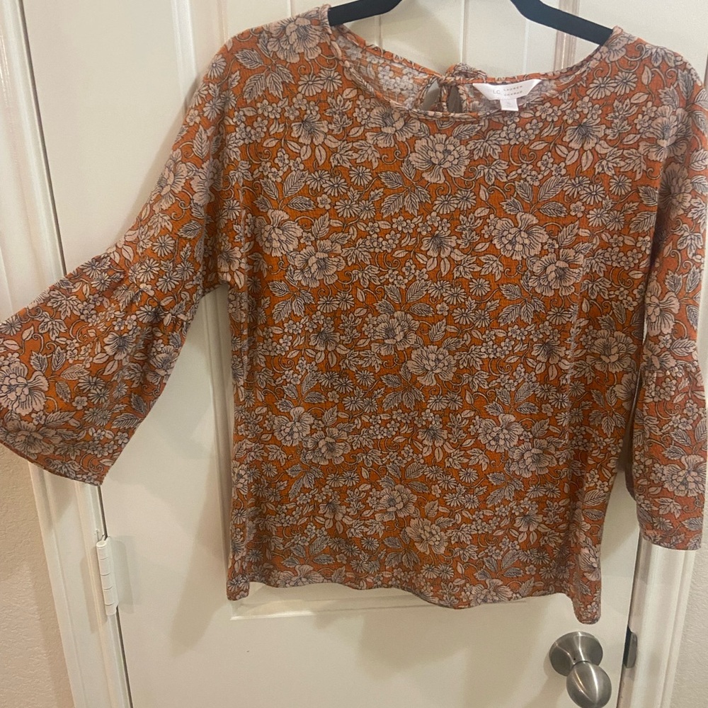 Loft Orange Floral Blouse